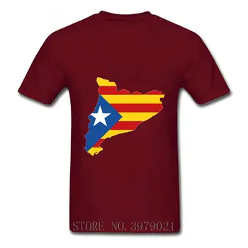 2020 Vroče Poletje Custom Print Različnih Barv Smešno Bombaž Katalonija Zemljevid Z Zastavo Tee Smešno T Shirt za moške