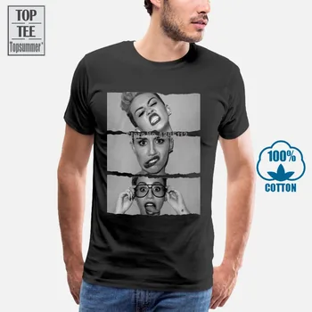 Visoka kakovost Miley Cyrus Sladoled Glasbe Twerk Bangerz T-Shirt Mens Stranka Moških Bele Tee Majica s kratkimi rokavi Srajce po Meri
