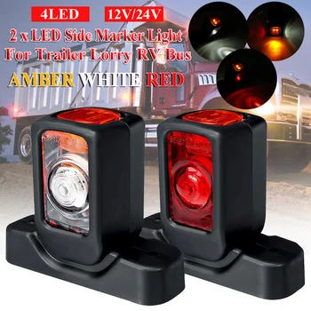 Par 12/24V Tovornjak LED Strani Marker Opozorilne Luči Trojno Oranžna Bela Rdeča indikacijske lučke Za Tovornjak Priklopnika, RV Avtobus, Avto Dodatki