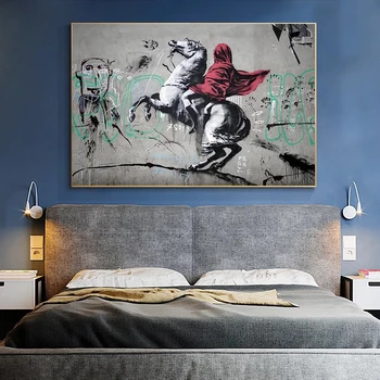 Banksy je Napoleon, ki Prečkajo Alpe Platno Stensko Umetnosti Plakatov in Fotografij Fotografij Grafitov Street Art Slike za Dom Dekor