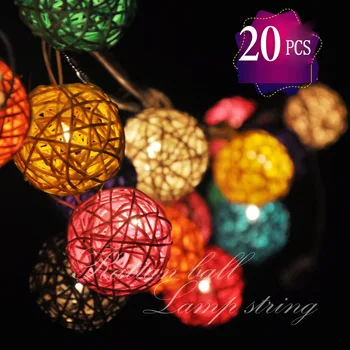 2M LED 110/220V Modra Bela 20 kos Rattan Žogo za Niz Vila Lučke Za Božična Poroka dekoracija svetlobe