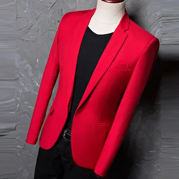 Rdeča Formalno Blazer moški 2020 Nov Modni Moški Suknjič Priložnostne Oblikovalec blagovne Znamke poroko Kostum Homme Moških obleko Blazerji, Natisnjen