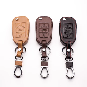 3 gumbi, Usnje tipko kritje za Peugeot 3008 208 308 508 2008 408 407 307 4008 Daljinski ključ lahkota varstvo avto ključ primeru