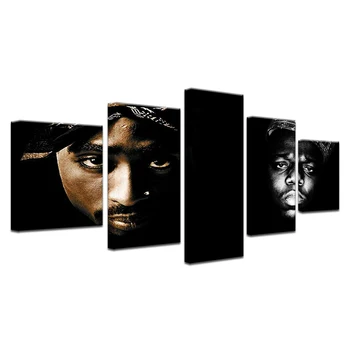 Razvpiti B. I. G Tupac 2Pac Ameriški Rapper Glasbene Zvezde Vroče Art Tisk Plakat 5 Plošči Platno Stensko Slikarstvo Doma Dekor