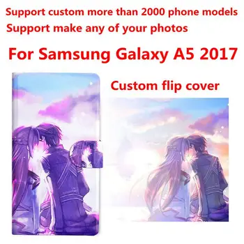 DIY Telefon vrečko Prilagojene po meri, fotografijo, Sliko PU usnje primeru pokrovček za Samsung Galaxy A5 2017
