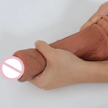 Realno Silikonski Drsna Foreskin Dildos Penis Adult Sex Igrače Samice Masturbacija Vaginalne Stimulacije 19,5 cm Strapon Dildos