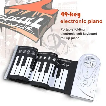 49 tipko zvočnik strani roll elektronski klavir prenosna zložljiva elektronski mehko tipkovnico roll up klavir