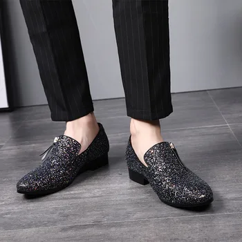 Moški Formalno Čevlji Visoke Kakovosti Mehko Pisano Oxford Poslovnih Svate Moški Čevlji 2020 Moda Stanovanj Zip Priložnostne Usnjeni Čevlji