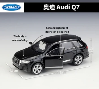 WELLY Diecast Avto 1:36 Obsega Simulacije Audi Q3/Audi Q7 SUV Potegnite Nazaj, Model Avtomobila Kovinske Zlitine Igrača Avto Za Otroke Darilo Zbirka