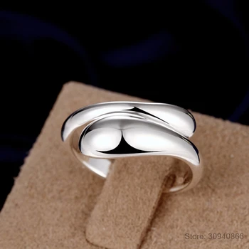 Kaplja vode 925 sterling silver obroči za ženske bijoux, srčkan odpiranje nastavljiv prstan anillos de plata 925 anel feminino nakit