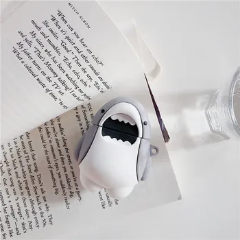 3D Srčkan Risanka shark Shockproof Slušalke Primerih Za Apple Airpods pro 2/3 Silikon Zaščita za Slušalke Primere, Dodatki
