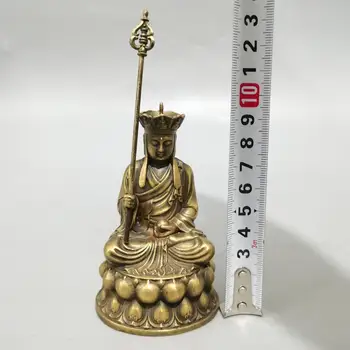 KITAJSKA antik medenina fengshui Bodhisattva od dizang Kralj majhen Kip Kovinske obrti družino okraski kip