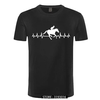 To je V Moji srčni Utrip Konj Jahalen T Shirt Jockey T-Shirt Konj Racinger Srce Vrh Poletje Casual Moški Majica s kratkimi rokavi Dobra Kvaliteta