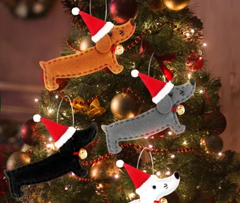 4Pcs Božično Drevo Okraski Visi Jazavičar Pes Oblikovan Obesek Božični Okraski Za Dom Božič 2020 Navidad Darilo