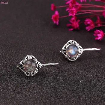 Tajski srebrni uhani za ženske S925 sterling srebro uho spusti 2020 nov modni nakit za ženske preprosto moonStone Uhani