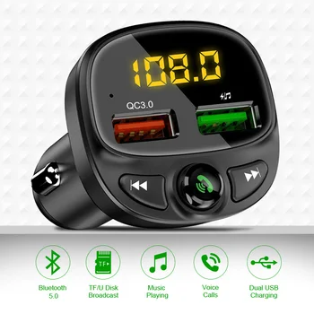 UKV-Oddajnik Aux Modulator Brezžična tehnologija Bluetooth Prostoročni Komplet Avto Avdio MP3 Predvajalnik Hitro Polnjenje Dvojno USB Avto Polnilec Adapter
