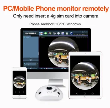 5 milijona slikovnih Pik 4G, 3G Kartico sim Zaprtih Panoramski Fisheye 360 Stopnja IP Kamero CamhiPro Aplikacije si Ogledate na Daljavo