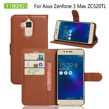 YINGHUI Za Asus ZC520TL PU Usnje, Telefon Primeru Denarnice Kritje Za Asus Zenfone 3 Max ZC520TL Projekcijska Stojala Primeru Telefon Vrečko