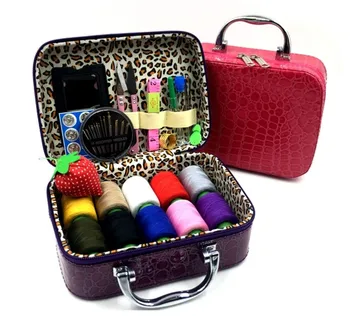 PU Usnje Šivanje Prenosni Komplet za Šivanje Box Set Needlework Orodje Škatla za Shranjevanje Darilo Multicolor Šivanje Iglo Domov Dodatki Set