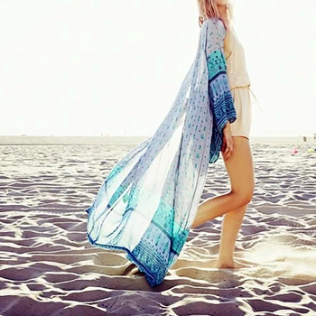 Novo Šifon Long Beach Kritje do 2021 Nove Robe Plage de Plaži Pareo Sarong Plaži nositi Kopalke Ženske Kopalke Kritje gor Obleka