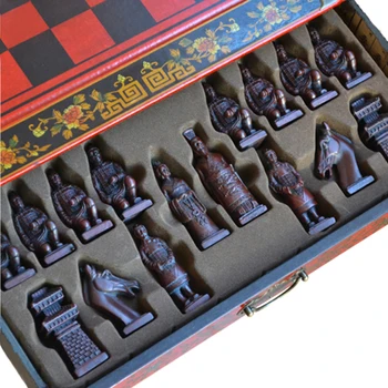 Kitajski Retro Terakota Bojevniki Šah Letnik Carving Smolo Chessman Božič, Rojstni Dan, Premijo, Darilo Kakovosti Lesa Materiala