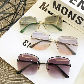 2019 Nov Modni Rimless Gradient Jasno, Sončna Očala Ženske Luxury Letnik Plus Velikost Sončne Očala