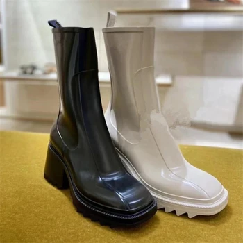 ženski zimski škornji s toplo krzno kvadratni toe klin sijoče škorenjčki črno bel gleženj škornji debele pete dež kratek botas čevlji ženske