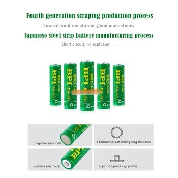 4Pcs BPI Bateria AA Baterije 1,6 V Nikelj-Cink 2500mWh Ni-Zn 2A aa Baterija za ponovno Polnjenje