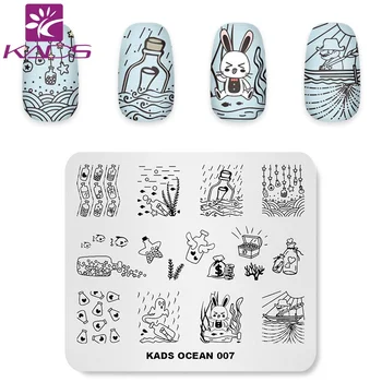 KADS Ocean 007 Viseče steklenico Dizajn nail art šablone Za nohte art slike ploščo iz Nerjavečega Jekla DIY Predlogo umetnost šablona