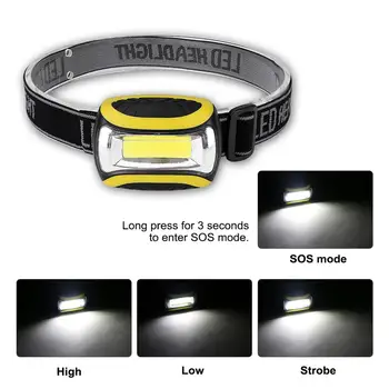 Mini Prenosni COB LED Žaromet 4 Načini Nepremočljiva Smerniki Glavo Svetilko, Baklo Lanterna Za Kampiranje na Prostem Noč Jahanje