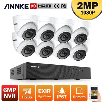 ANNKE 8CH FHD 2MP POE Omrežna Video Varnostni Sistem 6MP H. 265 NVR Z 8X 2MP 30 m EXIR Night Vision Vremensko WIFI IP Kamere