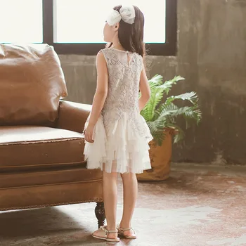 2021 Poletje Jesen Dekleta Obleke Otroci Opravljajo Ples Obleka Princess Čipke Obleko Brez Rokavov Otrok Stranki Poroka Obleke