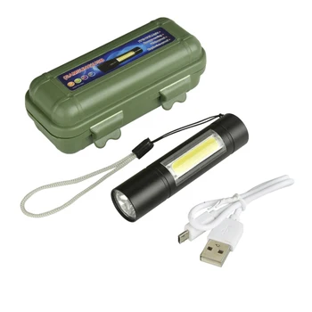 3800LUMS Mini Led Svetilka vgrajenim 14500 USB polnilne V5+COB 3modes baklo linterna Zaprtih prostorih ali na Prostem za ribolov