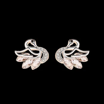 Klasična 925 Sterling Srebro earings Luksuzni Kristalno Swan Uhan Za Ženske Srebrni Nakit Novo 2020 Pendientes