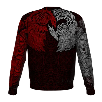 Viking - Ravens leta Midgard Rdeče 3D Tiskanih Unisex Deluxe Moški pulover s kapuco Zip Majica Puloverju Športna Jakna Trenirke DW0294