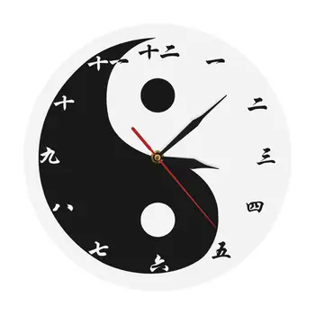 Tai Ji Osmih Diagram Moderne Stenske Ure S Kitajske Številke Feng Shui Zen Wall Art Črno Bel Tai Chi Simbol Miru Steno Gledal