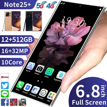 2020 Novo Galay Note25+ 6.8 palčni Snapdragon 855 Pametni 12GB RAM 512GB ROM Android 10.0 Mobilni Telefon, ki je Na Zalogi, Globalna Različica
