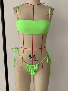 2020 New String Bikini Tiger Tiskanja Kopalke Trdna Kopalke Kravato Strani Kopalke Povoj Bikini Plavanje Kostume Bather Plavky