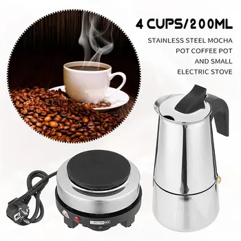 Prenosni Espresso Kavo Moka Lonec iz Nerjavečega Jekla, z Električni štedilnik Filter Percolator Kave Brewer grelnik vode Pot