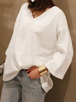 Ženske Dnevno T-shirt Japonske, koreje Mlado Dekle Priložnostne Svoboden Bombaž Moda Belo Preprost Znanja Vrh 2020 Pomlad Poletje Šole