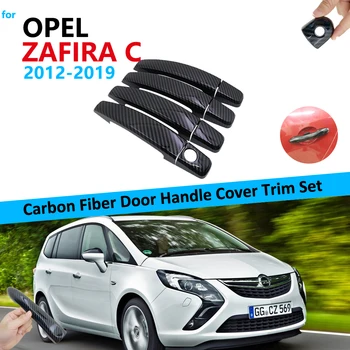 Ogljikovih Vlaken Vrat Ročaj Kritje Trim Set za Opel Vauxhall Zafiri C Tourer Prisotna 2012~2019 Avto Dodatki 2013 2016