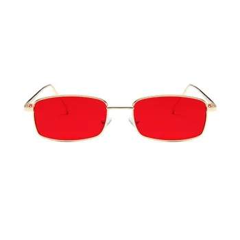 Trend kvadratek sončna očala moških zlato tanek kovinski okvir za Očala Ženske yelllow sivo obarvan rdeče sonce očala za ženske