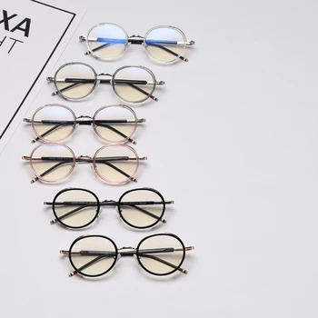 Peekaboo korejski slog proti modra računalnik očala ovalne retro moški kovinski visoke kakovosti oblikovalec ženske krog eyeglass okvir optični
