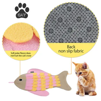 Cat Puzzle Igrače Ribe Oblikovan za Hišne živali Snuffle Mat IQ Usposabljanje Pad Interaktivni Vir Igra Mačke Non-slip Odejo Stroj