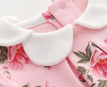 Dekleta newborn baby obleko cvetlični 0-3 m baby stranka, poroka, rojstni dan 6 9 12 mesecev za malčke dekle bombaž dnevna obleka & klobuk 1 komplet