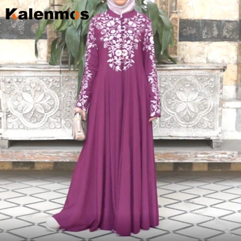 Muslimanski Abaya Dolga Obleka Ženske Maxi Cvjetnim Tiskanja tam kaftan Oblačilih Ramadana Dubaj Turčija Islamska Oblačila Arabski Duba Plus Velikost 5XL