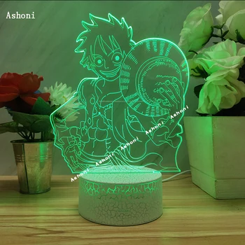 Anime ENEM KOSU Monkey D. Luffy Slika 3D Svetilke namizne Svetilke, USB Kabel Noč Svetlobe 7 se Spremeni barva Dotik Znanja Lučka Otroci Darilo
