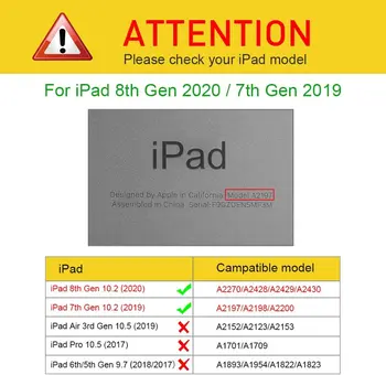 Za iPad 10.2-inch 8. do leta 2020 Novo Funda Smart Ohišje za iPad 7. 2019 Zaščitni Lupini Auto Wake Kritje A2270/A2428/A2428/A2429