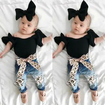 Dekleta Kompleti Oblačil 2019 Nov Baby Girl Obleke baby dekle poletnih oblačil Otroci Oblačila Telovnik Top majica+ Leopard Sopihanje 3PCS Set