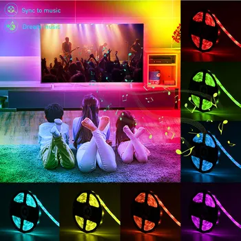 Vodoodporna LED Trakovi Luči SMD5050 DC12V RGB Trakovi Glasbo Sinhronizirati Barva Spreminja + Bluetooth Krmilnik za Spalnico, Kuhinjo, Doma